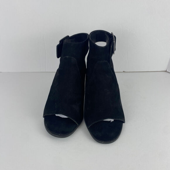 Vionic Blakely Open Toe Sz 8 Sandals Block Heel Black Suede Booties Vampy Goth - Picture 2 of 8
